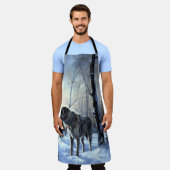 アイリッシュ・ウルフハウンドは雪のクリスマスを過ごした エプロン (着用した状態)