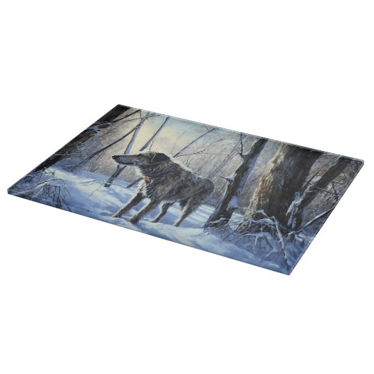 アイリッシュ・ウルフハウンドは雪のクリスマスを過ごした カッティングボード (角)