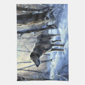 アイリッシュ・ウルフハウンドは雪のクリスマスを過ごした キッチンタオル (縦)