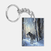 アイリッシュ・ウルフハウンドは雪のクリスマスを過ごした キーホルダー (正面左)