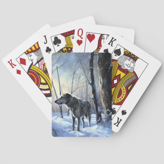 アイリッシュ・ウルフハウンドは雪のクリスマスを過ごした トランプ (裏面)