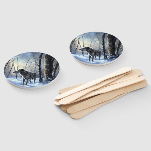 アイリッシュ・ウルフハウンドは雪のクリスマスを過ごした ハンドファン (組立なし)