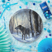 アイリッシュ・ウルフハウンドは雪のクリスマスを過ごした ペーパープレート (パーティー)