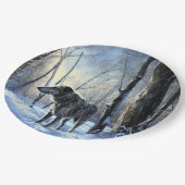 アイリッシュ・ウルフハウンドは雪のクリスマスを過ごした ペーパープレート (アングル)