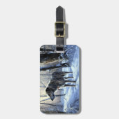 アイリッシュ・ウルフハウンドは雪のクリスマスを過ごした ラゲッジタグ (正面縦)