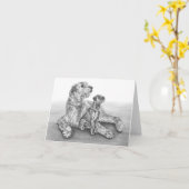 アイリッシュ・ウルフハウンドはKelliの白鳥によってスケッチの後をつけます カード (黄色い花)