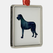 アイリッシュ・ウルフハウンド黒水色シルエット メタルオーナメント (右)