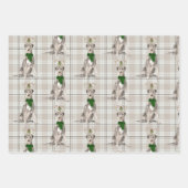 アイリッシュ・ウルフハウンド・クリスマス・ドッグとプレイド ラッピングペーパーシート (正面3)