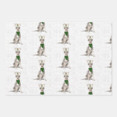 アイリッシュ・ウルフハウンド・クリスマス・ドッグとプレイド ラッピングペーパーシート (正面2)