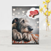 アイリッシュ・ウルフハウンド・ドリーミング・オブ・ステーキ カード (黄色い花)