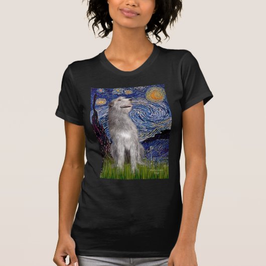 アイリッシュ・ウルフハウンド - 星月夜 (縦) Tシャツ (正面)
