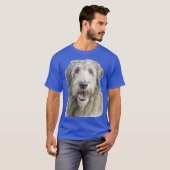 アイリッシュ・ウルフハウンド 水彩画 レトロ Tシャツ (正面フル)
