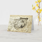 アイリッシュ・ウルフハウンド「眠っている犬を嘘をつかせなさい」カード カード (黄色い花)