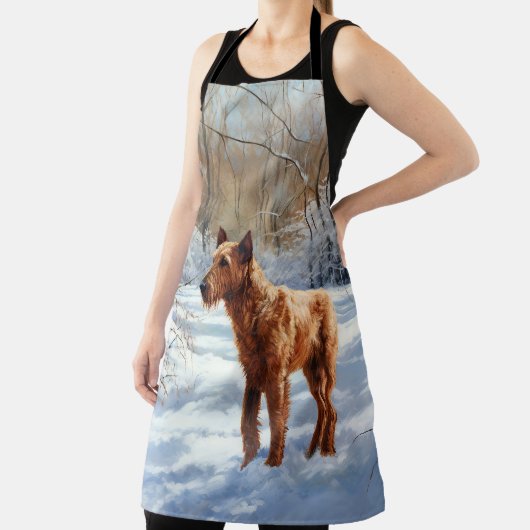 アイリッシュ・テリアは雪のクリスマスを過ごした エプロン (インサイチュ)