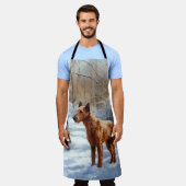 アイリッシュ・テリアは雪のクリスマスを過ごした エプロン (着用した状態)
