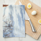 アイリッシュ・テリアは雪のクリスマスを過ごした キッチンタオル (四つ折り)