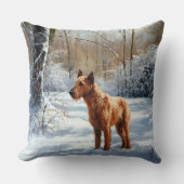 アイリッシュ・テリアは雪のクリスマスを過ごした クッション (正面)