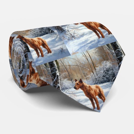 アイリッシュ・テリアは雪のクリスマスを過ごした ネクタイ (ロール)