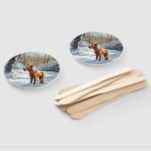 アイリッシュ・テリアは雪のクリスマスを過ごした ハンドファン (組立なし)