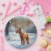 アイリッシュ・テリアは雪のクリスマスを過ごした ペーパープレート (パーティー)