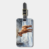 アイリッシュ・テリアは雪のクリスマスを過ごした ラゲッジタグ (正面縦)