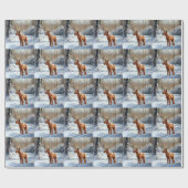 アイリッシュ・テリアは雪のクリスマスを過ごした ラッピングペーパー (フラット)