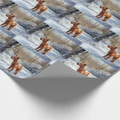 アイリッシュ・テリアは雪のクリスマスを過ごした ラッピングペーパー (角)