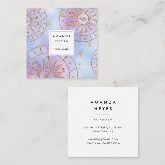 アイリデストサン霊気マスターチャクラエネルギーヒーラー| スクエア名刺 (正面/裏面)