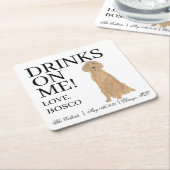 アイリパーソナライズされたッシュセッター結婚ドッグ スクエアペーパーコースター (アングル)