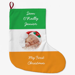 アイリパーソナライズされたッシュ伝統クリスマスフォト ラージクリスマスストッキング