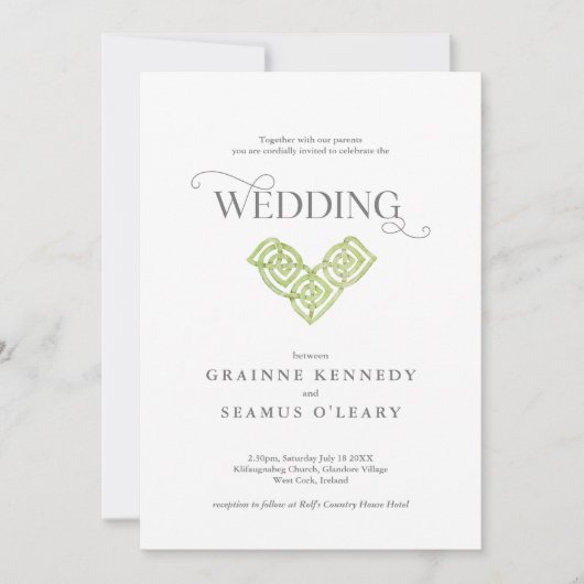 アイリモダンッシュケルト結び目模様すべて結婚の 招待状 (正面)