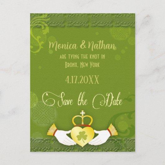 アイリユニークッシュの結婚式の日付を保存 案内ポストカード (正面)