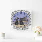 アイリーン・ドナン城のスコットランドのテリア スクエア壁時計 (ホーム)