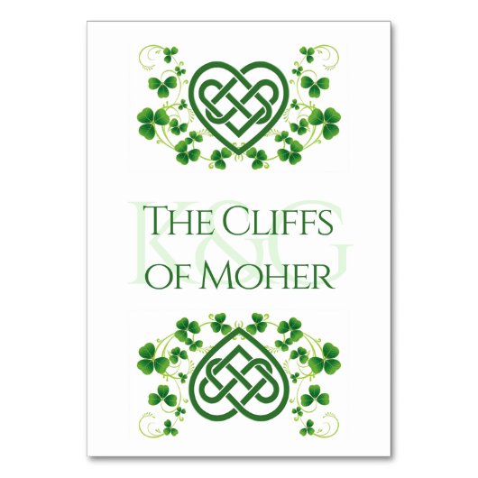 アイリ伝統的ッシュケルト系ラブノットとシャムロックT テーブルナンバー (正面)