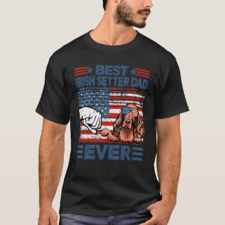 アイリ最高のッシュセッターパパエバーアメリカン国旗の父親D Tシャツ