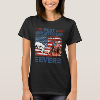 アイリ最高のッシュセッターパパエバーアメリカン国旗の父親D Tシャツ