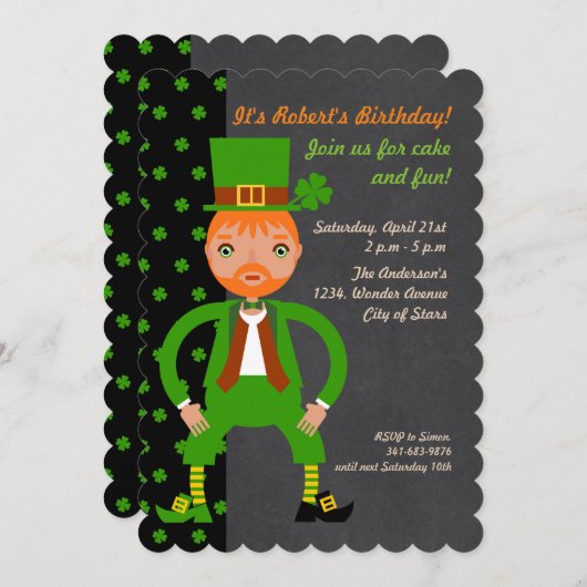 アイリ生まれッシュ子供誕生日パーティー 招待状 (正面/裏面)