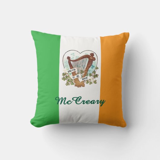 アイリ誇りを持ったッシュヴィンテージハープ&シャムロックカスタム クッション (正面)