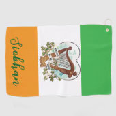 アイリ誇りを持ったッシュヴィンテージハープ&シャムロックカスタム ゴルフタオル (横)