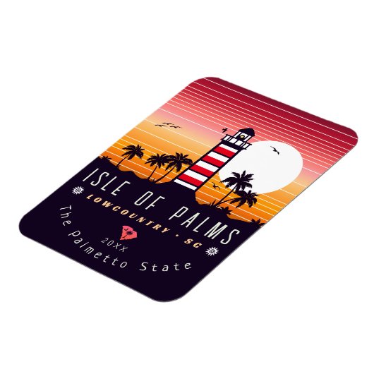 アイルオブパームズライトハウスSCレトロサンセットディ土産 マグネット (左側)