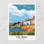 アイルビュートスコットランドヴィンテージトラベルイラストレーション ポストカード (正面)