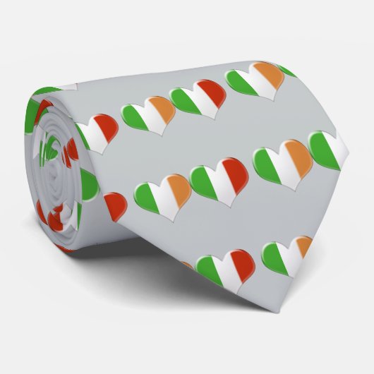 アイルランドおよびイタリアンなハートの旗 ネクタイ (ロール)