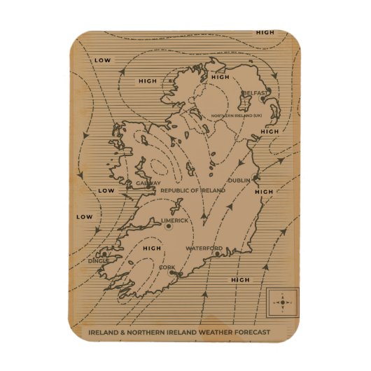 アイルランドおよび北アイルランドのビンテージ気象図 マグネット (縦)