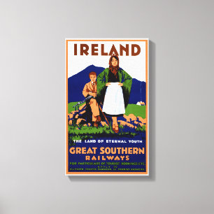 アイルランドが復元ビンテージ旅行ポスター キャンバスプリント
