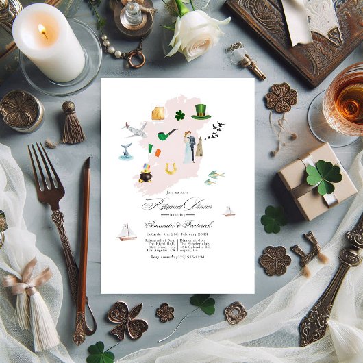 アイルランドでの目的地ウェディングのリハーサルディナー 招待状