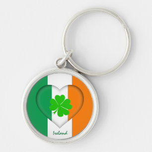 アイルランドとアイルランドのハート、旗のラッキークローバー/シャムロック キーホルダー