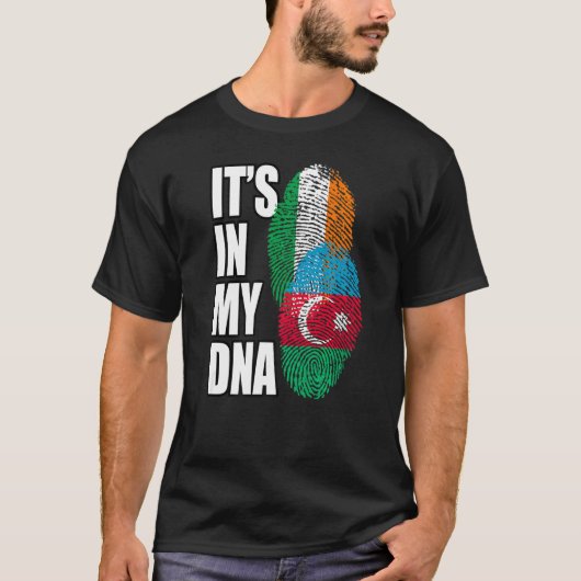 アイルランドとアゼルバイジャンミックスDNAフラグ伝統 Tシャツ (正面)