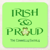 アイルランドとシャム誇りを持ったロックパーソナライズされた スクエアペーパーコースター (正面)
