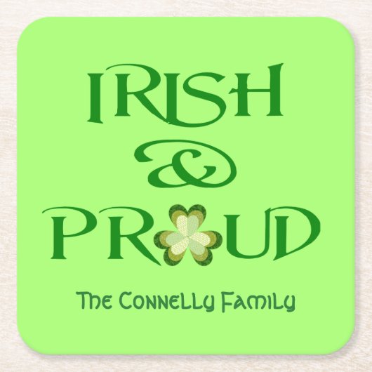 アイルランドとシャム誇りを持ったロックパーソナライズされた スクエアペーパーコースター (正面)