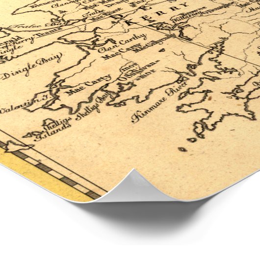 アイルランドと英語の家族の地図 ポスター (角)